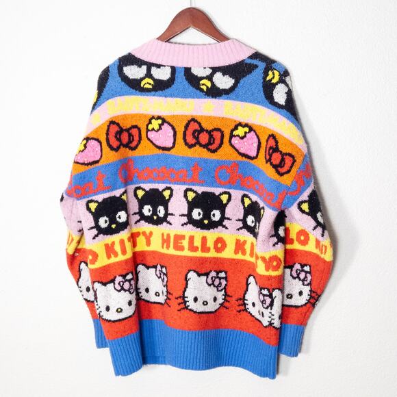 Forever 21 Women’s Hello Kitty Sweater Multicolor Kawaii Print Kidcore Size 1XL - Picture 2 of 6
